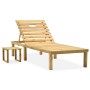 Garden lounger with impregnated pine wood table and cushion by , Loungers - Ref: Foro24-3065848, Price: 127,36 €, Discount: %