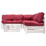 Garden furniture made of pallets with red cushions, 4 pieces of wood by , Garden sets - Ref: Foro24-277390, Price: 358,16 €, ...