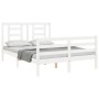 Double bed frame with white solid wood headboard by vidaXL, Beds and slatted bases - Ref: Foro24-3194677, Price: 132,59 €, Di...