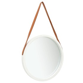 Espejo de pared con correa blanco 50 cm de vidaXL, Espejos - Ref: Foro24-320364, Precio: 44,26 €, Descuento: %