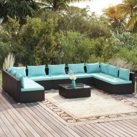 Set de muebles de jardín 10 pzas cojines ratán sintético negro de , Conjuntos de jardín - Ref: Foro24-3101913, Precio: 1,00 €...