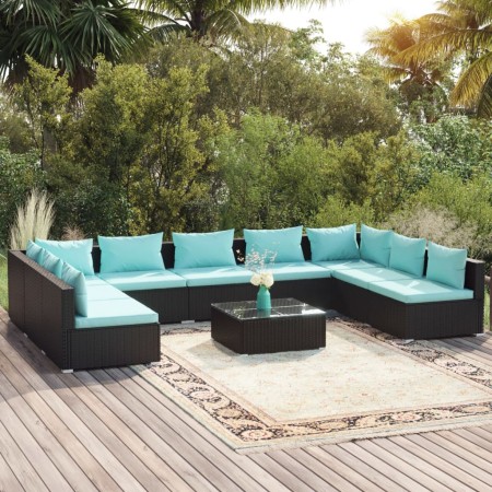 Garden furniture set 10 pieces black synthetic rattan cushions by , Garden sets - Ref: Foro24-3101913, Price: 1,00 €, Discoun...