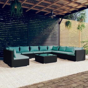 Garden furniture set 11 pieces and black synthetic rattan cushions by , Garden sets - Ref: Foro24-3102441, Price: 1,00 €, Dis...