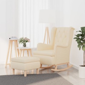 Armchair with rocking legs and cream fabric stool by , Armchairs - Ref: Foro24-3121281, Price: 282,99 €, Discount: %