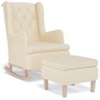 Sillón con patas mecedoras y taburete de tela color crema de , Sillones - Ref: Foro24-3121281, Precio: 267,77 €, Descuento: %