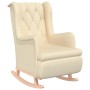 Sillón con patas mecedoras y taburete de tela color crema de , Sillones - Ref: Foro24-3121281, Precio: 267,77 €, Descuento: %