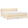 Cama box spring con colchón tela color crema 160x200 cm de , Camas y somieres - Ref: Foro24-3130446, Precio: 497,82 €, Descue...