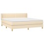 Cama box spring con colchón tela color crema 160x200 cm de , Camas y somieres - Ref: Foro24-3130446, Precio: 497,82 €, Descue...