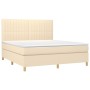 Boxspringbett-Matratze und LED-Leuchten, cremefarbener Stoff, 160 x 200 cm von , Betten und Lattenroste - Ref: Foro24-3135610...