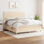 Cama box spring con colchón tela color crema 160x200 cm de , Camas y somieres - Ref: Foro24-3142510, Precio: 587,42 €, Descue...