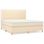 Cama box spring con colchón tela color crema 160x200 cm de , Camas y somieres - Ref: Foro24-3142510, Precio: 587,42 €, Descue...