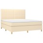 Cama box spring con colchón tela color crema 160x200 cm de , Camas y somieres - Ref: Foro24-3142510, Precio: 587,42 €, Descue...