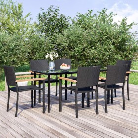 Juego de comedor de jardín 7 piezas ratán sintético negro de , Conjuntos de jardín - Ref: Foro24-3156685, Precio: 438,99 €, D...