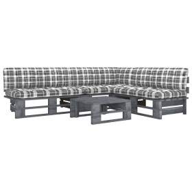 4-piece pallet furniture and gray impregnated pine wood cushions by , Garden sets - Ref: Foro24-3066710, Price: 338,99 €, Dis...