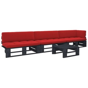 4-piece pallet furniture and black impregnated pine wood cushions by , Garden sets - Ref: Foro24-3066727, Price: 325,99 €, Di...