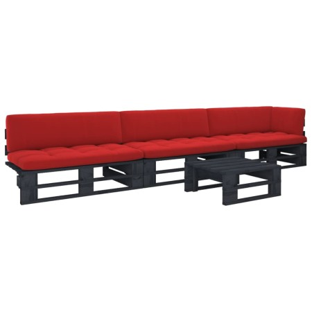 4-piece pallet furniture and black impregnated pine wood cushions by , Garden sets - Ref: Foro24-3066727, Price: 325,49 €, Di...