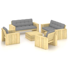 Garden furniture and cushions set 5 pieces impregnated pine wood by , Garden sets - Ref: Foro24-3065787, Price: 915,99 €, Dis...