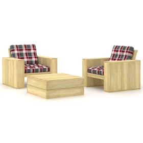 Garden furniture and cushions set 3 pieces impregnated pine wood by , Garden sets - Ref: Foro24-3065817, Price: 393,99 €, Dis...