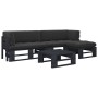 4-piece pallet furniture and black impregnated pine wood cushions by , Garden sets - Ref: Foro24-3066800, Price: 324,24 €, Di...