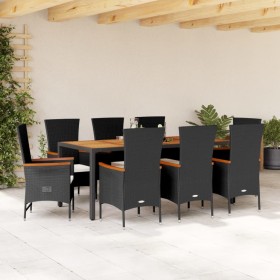 9-teiliges Garten-Esszimmerset und Kissen synthetisches Rattan schwarz von , Gartensets - Ref: Foro24-3277519, Preis: 832,99 ...