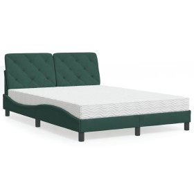 Cama con colchón terciopelo verde oscuro 140x190 cm de , Camas y somieres - Ref: Foro24-3208655, Precio: 401,99 €, Descuento: %