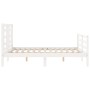 Double bed frame with white solid wood headboard by vidaXL, Beds and slatted bases - Ref: Foro24-3194677, Price: 132,59 €, Di...