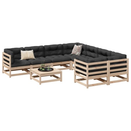 9-piece solid pine wood garden sofa set by , Garden sets - Ref: Foro24-3299365, Price: 455,96 €, Discount: %