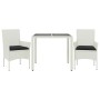 Set comedor jardín 3 pzas cojines ratán sintético vidrio blanco de , Conjuntos de jardín - Ref: Foro24-3278579, Precio: 254,9...