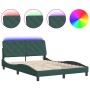 Bed frame LED lights dark green velvet 140x190 cm by , Beds and slatted bases - Ref: Foro24-3213852, Price: 227,03 €, Discoun...