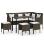 L-shaped sofa set, 5 pieces, with brown synthetic rattan cushions. by , Garden sets - Ref: Foro24-318580, Price: 317,73 €, Di...