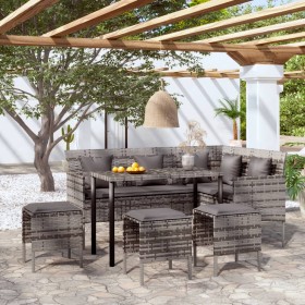 L-shaped sofa set, 5 pieces, with gray synthetic rattan cushions. by , Garden sets - Ref: Foro24-318582, Price: 338,01 €, Dis...