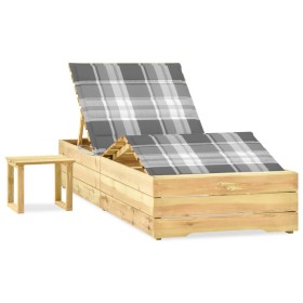 Garden lounger with table and cushion made of impregnated pine wood. by , Loungers - Ref: Foro24-3065968, Price: 178,21 €, Di...