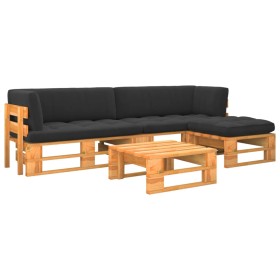 4-piece pallet furniture set with pine wood cushions in honey color. by , Garden sets - Ref: Foro24-3066812, Price: 320,99 €,...