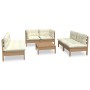 Muebles de jardín 7 piezas cojines madera maciza de pino de , Conjuntos de jardín - Ref: Foro24-3096217, Precio: 601,95 €, De...