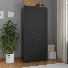 Armario de madera contrachapada negro 80x52x180 cm de , Armarios roperos - Ref: Foro24-800640, Precio: 294,03 €, Descuento: %