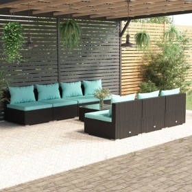 Set aus 8-teiligen Gartensofas und Kissen Kunstrattan schwarz von , Gartensets - Ref: Foro24-3101465, Preis: 858,99 €, Rabatt: %