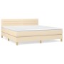 Cama box spring con colchón tela color crema 160x200 cm de , Camas y somieres - Ref: Foro24-3140710, Precio: 495,02 €, Descue...