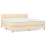 Cama box spring con colchón tela color crema 160x200 cm de , Camas y somieres - Ref: Foro24-3140790, Precio: 496,22 €, Descue...