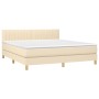 Cama box spring con colchón tela color crema 160x200 cm de , Camas y somieres - Ref: Foro24-3140790, Precio: 496,22 €, Descue...