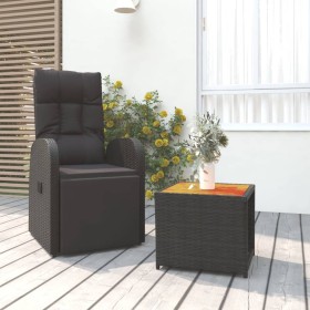 Garden furniture set 2 pieces made of acacia wood and black synthetic rattan by , Garden sets - Ref: Foro24-3157651, Price: 2...