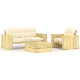 Garden furniture set with 3-piece pine wood impregnated cushions. by , Garden sets - Ref: Foro24-3065776, Price: 483,99 €, Di...