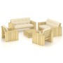 Set aus Gartenmöbeln und Kissen 5 Stück imprägniertes Kiefernholz von , Gartensets - Ref: Foro24-3065788, Preis: 910,72 €, Ra...