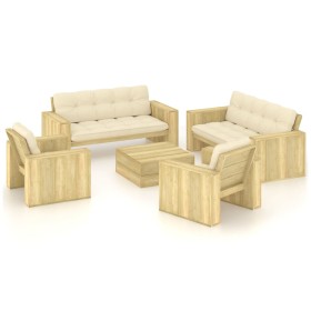 Garden furniture set with 5-piece pine wood impregnated cushions. by , Garden sets - Ref: Foro24-3065788, Price: 910,72 €, Di...