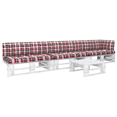 4-piece pallet furniture set with pine wood cushions in white impregnated wood. by , Garden sets - Ref: Foro24-3066721, Price...