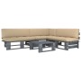 4-piece pallet furniture set with pine wood cushions in gray impregnated wood. by , Garden sets - Ref: Foro24-3066700, Price:...