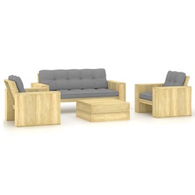 Garden furniture set with 4 pieces of pine wood impregnated cushions. by , Garden sets - Ref: Foro24-3065781, Price: 665,99 €...