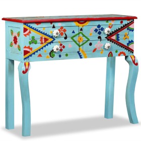 Hand-painted solid blue mango wood console table by , Sideboards - Ref: Foro24-244596, Price: 248,34 €, Discount: %