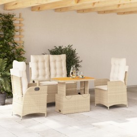 Garten-Essgruppe mit Kissen, 4-teilig, beiges synthetisches Rattan von , Gartensets - Ref: Foro24-3277479, Preis: 539,99 €, R...