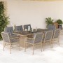 Set comedor de jardín 9 pzas con cojines ratán sintético beige de , Conjuntos de jardín - Ref: Foro24-3212065, Precio: 942,29...