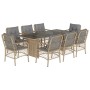 Set comedor de jardín 9 pzas con cojines ratán sintético beige de , Conjuntos de jardín - Ref: Foro24-3212065, Precio: 942,29...